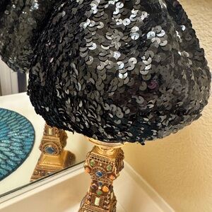 Elegant Black Handmade Sequin beret
